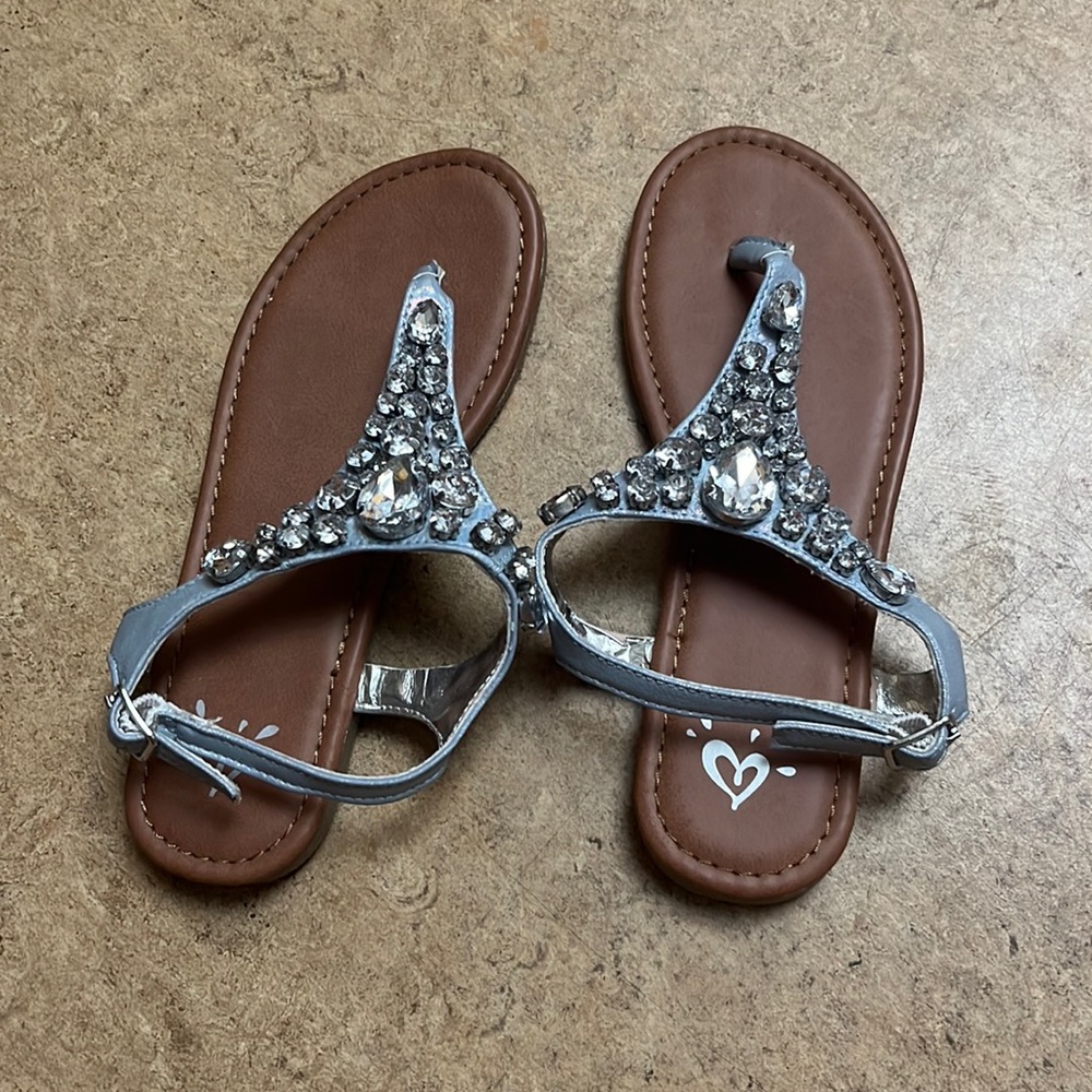 Justice girls, rhinestone sandals, size 2 kids